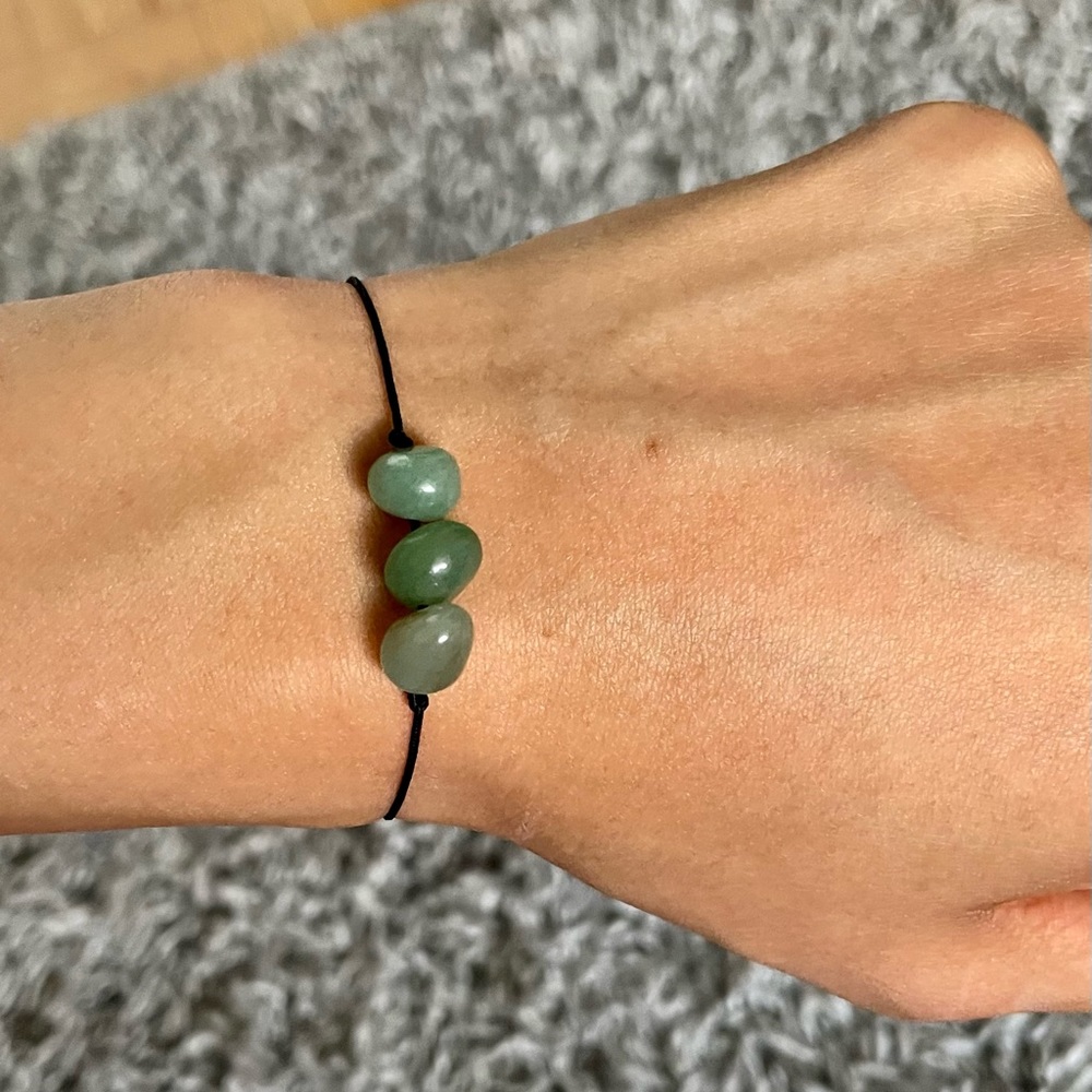 Hand made bracelet with green stones